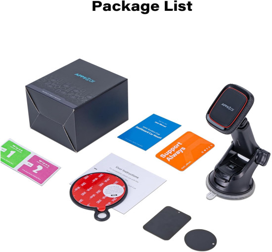 Магнітне кріплення для телефону APPS2Car M02 Pro-S02 для автомобіля, чорно-червоний (3021)