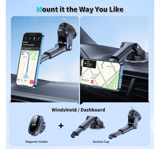 Магнітне кріплення для телефону APPS2Car WH05M-S02 для автомобіля, чорний (3024)