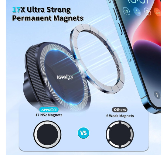 Магнітне кріплення для телефону APPS2Car WH05M-S02 для автомобіля, чорний (3024)