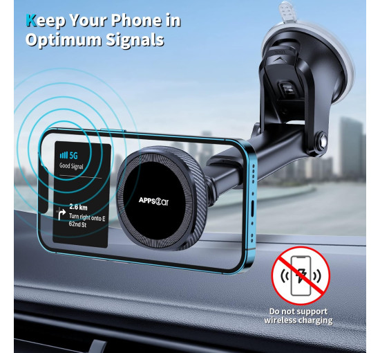 Магнітне кріплення для телефону APPS2Car WH05M-S02 для автомобіля, чорний (3024)