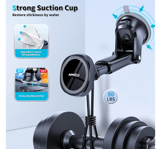 Магнітне кріплення для телефону APPS2Car WH05M-S02 для автомобіля, чорний (3024)