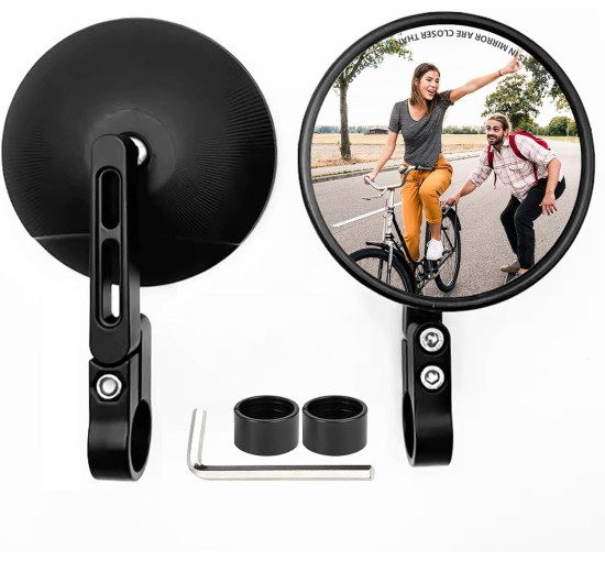 MeYuxg комплект із 2 круглих дзеркал MYX-HSJ2pc-034-BJ20 на торці керма, чорний (5064)