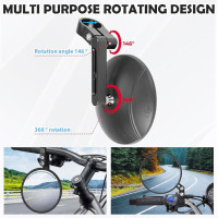 MeYuxg комплект из 2 круглых зеркал MYX-HSJ2pc-034-BJ20 на торце руля, черный (5064)