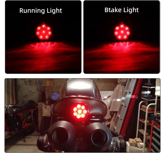 Мотоциклетний задній стоп-сигнал DREAMIZER сумісний з Chopper Bobber Cafe Racer Bike, 12V (2184)