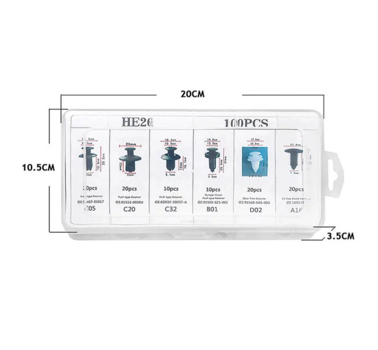 Набір кліпсів Polcar, автомобільні 100 шт. для Daewoo (4116)