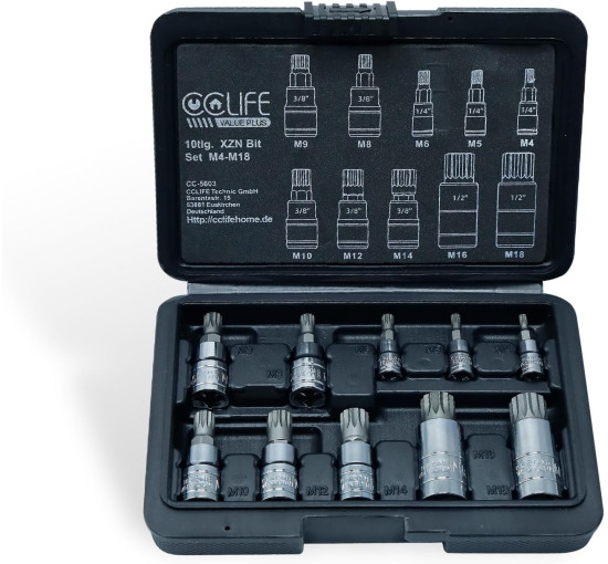 Набір торцевих ключів CCLIFE 5603 10 x XZN Torx M4 - M18, S2 з легованої сталі (0038)
