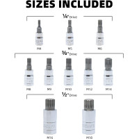 Набор торцевых ключей CCLIFE 5603 10 x XZN Torx M4-M18, S2 из легированной стали (0038)
