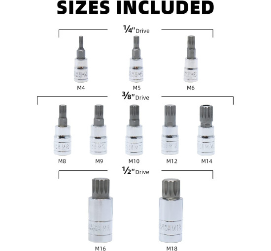 Набір торцевих ключів CCLIFE 5603 10 x XZN Torx M4 - M18, S2 з легованої сталі (0038)