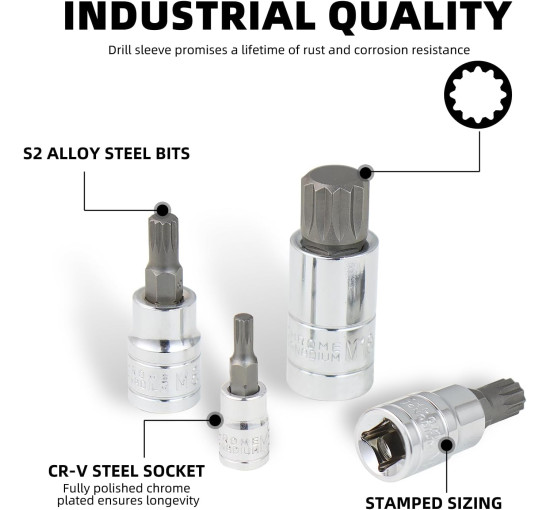 Набір торцевих ключів CCLIFE 5603 10 x XZN Torx M4 - M18, S2 з легованої сталі (0038)