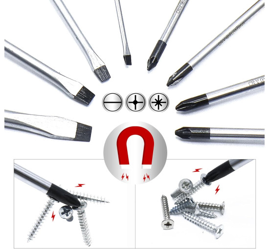 Набір викруток CCLIFE 5009 Набір магнітних викруток із 8 предметів, CR-V викрутки з футляром (0080)