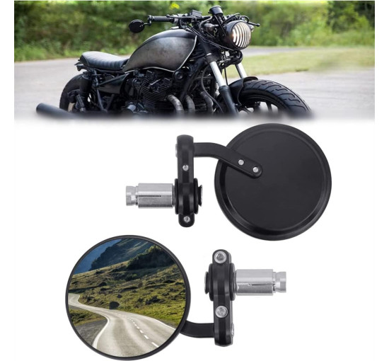Набір із 2 круглих дзеркал заднього виду LYTIVAGEN ‎L-20201205 на кермо мотоцикла, чорний (4058)