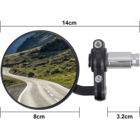Набор из 2 круглых зеркал заднего вида LYTIVAGEN L-20201205 на руль мотоцикла, черный (4058)