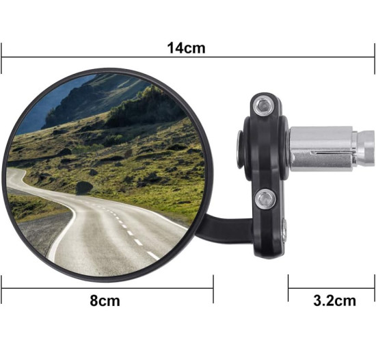 Набір із 2 круглих дзеркал заднього виду LYTIVAGEN ‎L-20201205 на кермо мотоцикла, чорний (4058)