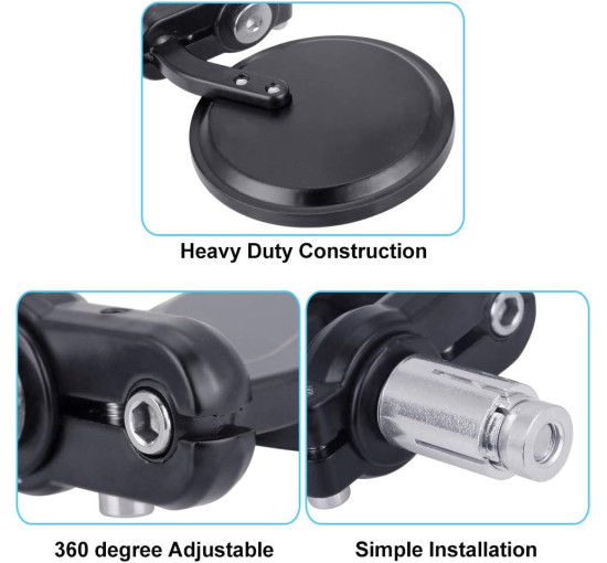 Набір із 2 круглих дзеркал заднього виду LYTIVAGEN ‎L-20201205 на кермо мотоцикла, чорний (4058)