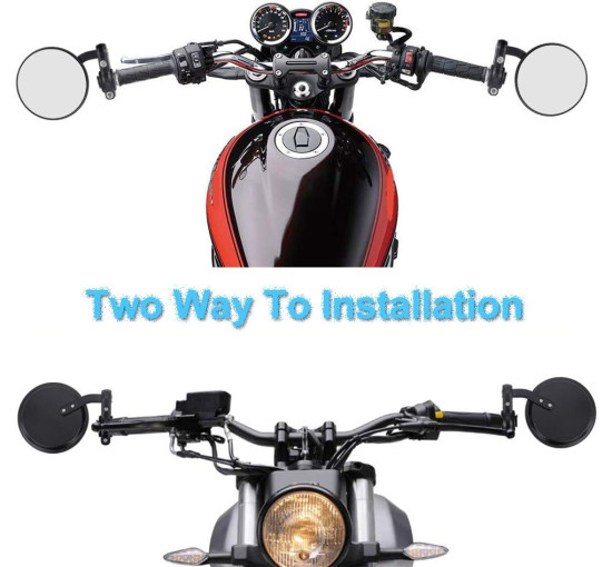 Набір із 2 круглих дзеркал заднього виду LYTIVAGEN ‎L-20201205 на кермо мотоцикла, чорний (4058)