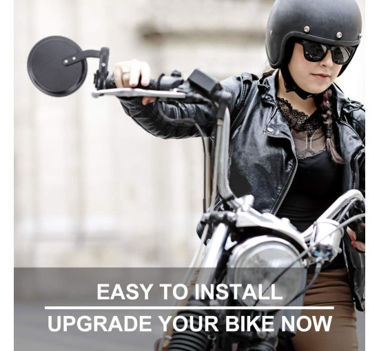 Набір із 2 круглих дзеркал заднього виду LYTIVAGEN ‎L-20201205 на кермо мотоцикла, чорний (4058)