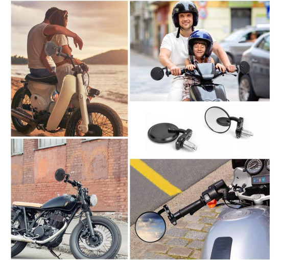 Набір із 2 круглих дзеркал заднього виду LYTIVAGEN ‎L-20201205 на кермо мотоцикла, чорний (4058)