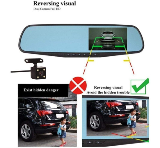 Автомобільне дзеркало відеореєстратор DVR Blackbox із двома камерами (my-017)