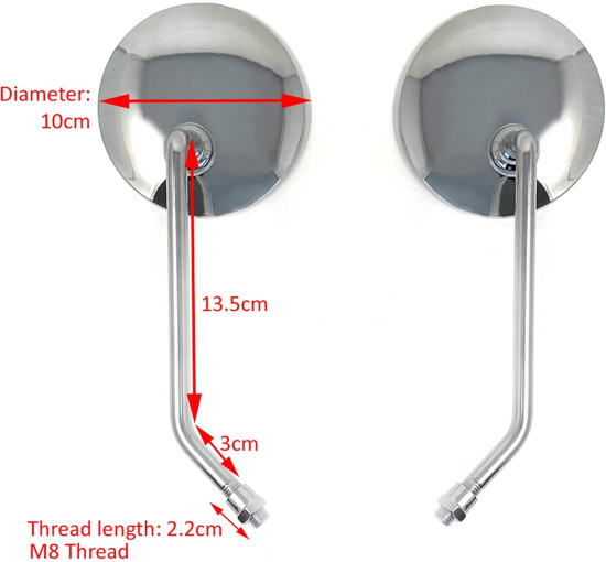 Пара круглих дзеркал Alchemy Parts 7501 для мопеда-скутера, хромовані (4034)