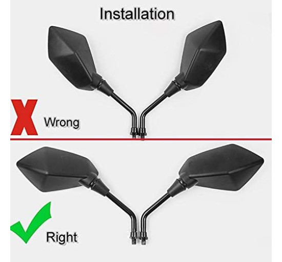Пара універсальних дзеркал заднього виду Kaser MOTO-F0042 для мотоциклів з гвинтом 8 мм, чорні (3196)