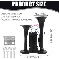 Подвійний трубний пневматичний клаксон GBKDQQ GMT263-laba з компресором для вантажівок (2145)