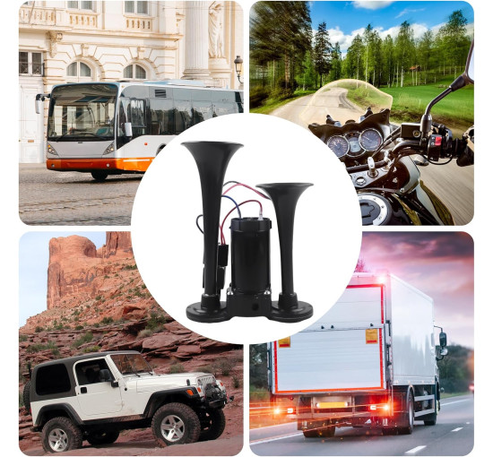 Подвійний трубний пневматичний клаксон GBKDQQ GMT263-laba з компресором для вантажівок (2145)