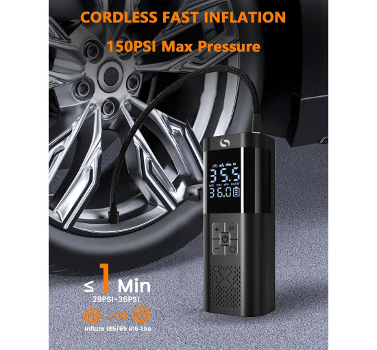 Портативний повітряний компресор SERVOMASTER SM02 для накачування шин, чорний (4128)