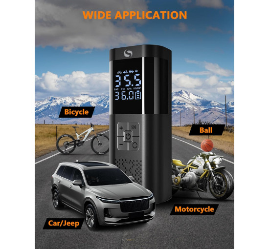 Портативний повітряний компресор SERVOMASTER SM02 для накачування шин, чорний (4128)