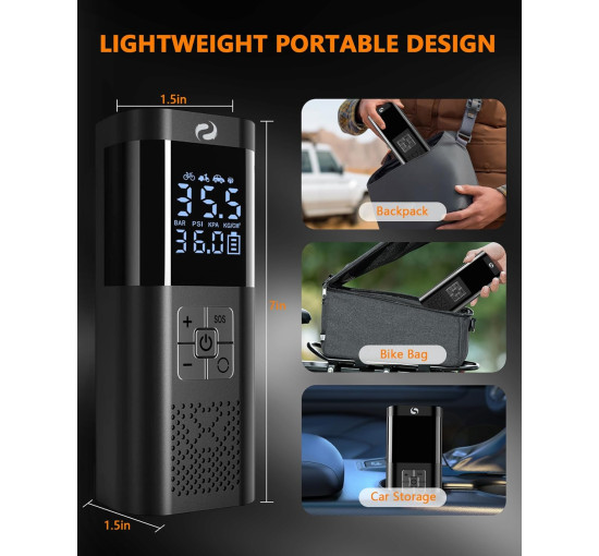 Портативний повітряний компресор SERVOMASTER SM02 для накачування шин, чорний (4128)