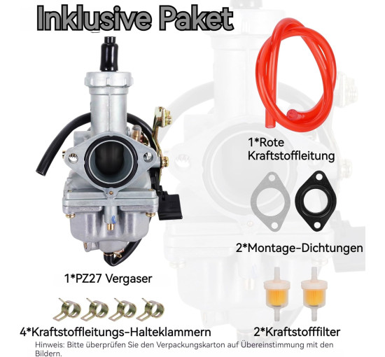 RUTU Карбюратор PZ27, підходить для CG 125cc 150cc 200cc 250cc 4-тактних ATV Go Kart Dirt Bike (5139)