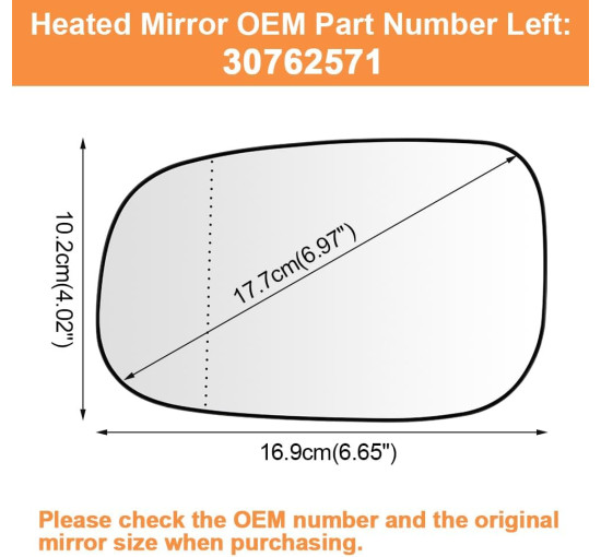 Senzeal Захисне скло лівого дзеркала з підігрівом для Volvo, ліве (5080)