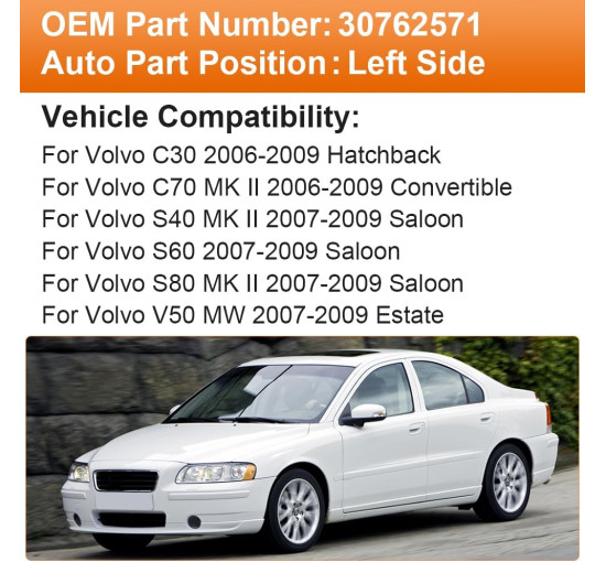 Senzeal Захисне скло лівого дзеркала з підігрівом для Volvo, ліве (5080)