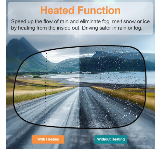 Senzeal Захисне скло лівого дзеркала з підігрівом для Volvo, ліве (5080)