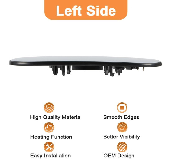 Senzeal Захисне скло лівого дзеркала з підігрівом для Volvo, ліве (5080)