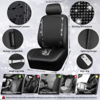 Кожаные чехлы для автокресел CAR PASS ZT-003-BK с блестящими бриллиантами, 2 комплекта, водонепроницаемые, универсальные, черный (2061)