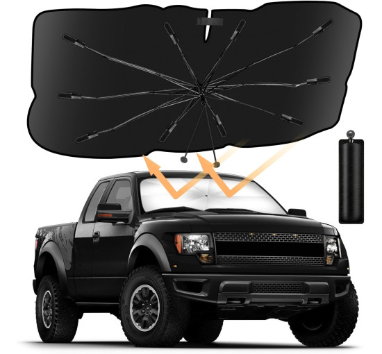 Сонцезахисний козирок Seachrgif для лобового скла автомобіля із захистом від ультрафіолету 145 x 85 см чорний (2147)