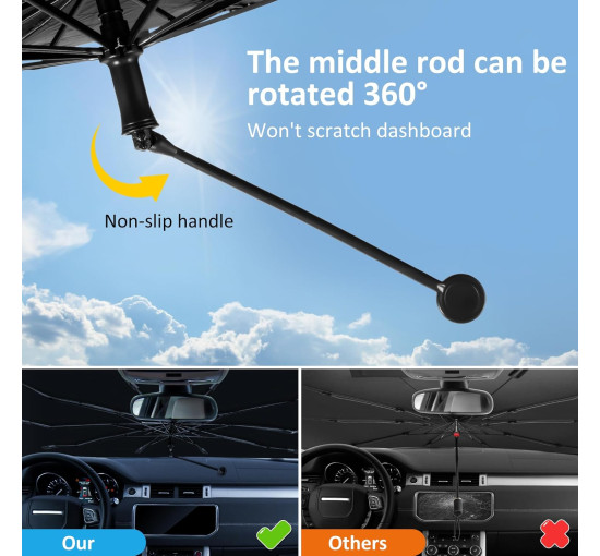 Сонцезахисний козирок Seachrgif для лобового скла автомобіля із захистом від ультрафіолету 145 x 85 см чорний (2147)