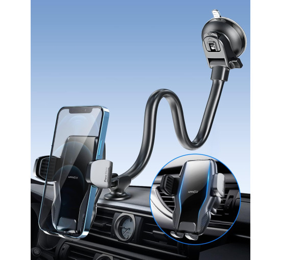 Тримач для мобільного телефону APPS2Car H3S-S1L/AV2S+ для лобового скла, чорний (3029)