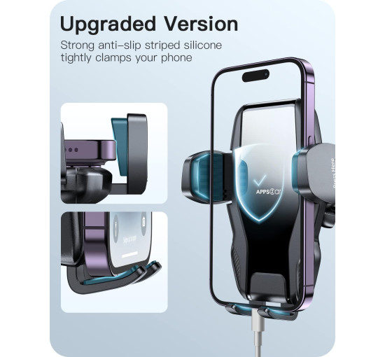 Тримач для мобільного телефону APPS2Car H3S-S1L/AV2S+ для лобового скла, чорний (3029)