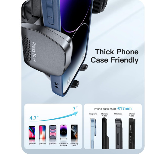 Тримач для мобільного телефону APPS2Car H3S-S1L/AV2S+ для лобового скла, чорний (3029)