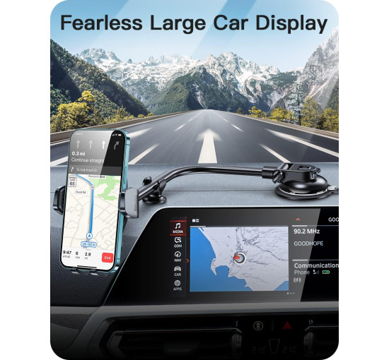 Тримач для мобільного телефону APPS2Car H3S-S1L/AV2S+ для лобового скла, чорний (3029)