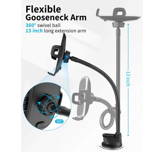 Тримач для телефону APPS2Car на лобове скло, чорний (3030)