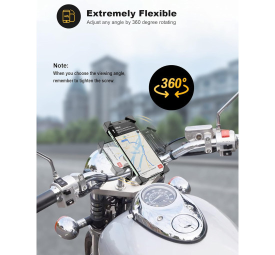 Тримач для телефону Grefay PB03AC для велосипеда, мотоцикла, чорний (2140)