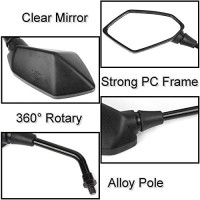 Універсальні дзеркала заднього виду KASER MOTO-F0042 з гвинтом 8 мм для скутерів Kawasaki, Suzuki, Honda, чорний (2088)