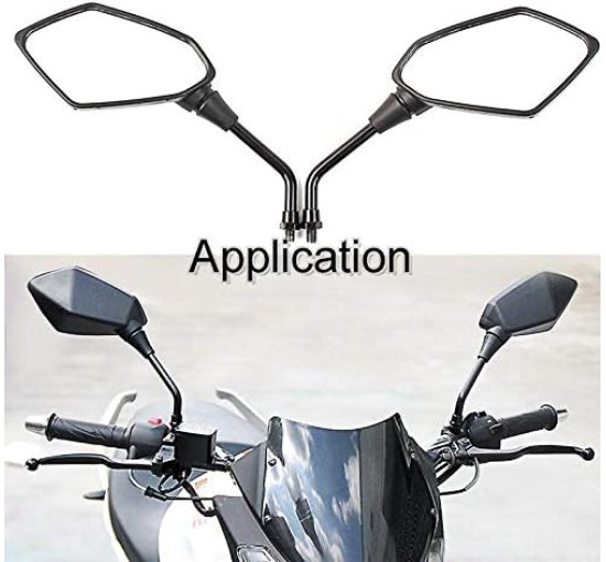 Універсальні дзеркала заднього виду KASER MOTO-F0042 з гвинтом 8 мм для скутерів Kawasaki, Suzuki, Honda, чорний (2088)