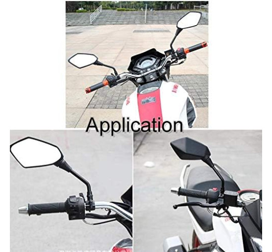 Універсальні дзеркала заднього виду KASER MOTO-F0042 з гвинтом 8 мм для скутерів Kawasaki, Suzuki, Honda, чорний (2088)