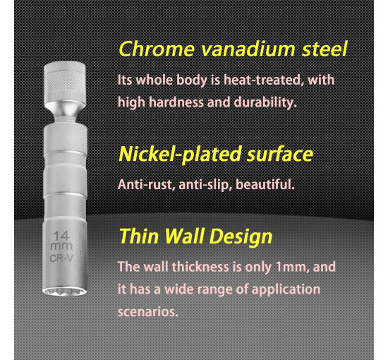 Універсальний магнітний ключ ZKTOOL ‎ZKEU028 для свічок запалювання, 14мм (4152)