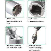 Універсальний магнітний ключ ZKTOOL ‎ZKEU028 для свічок запалювання, 14мм (4152)