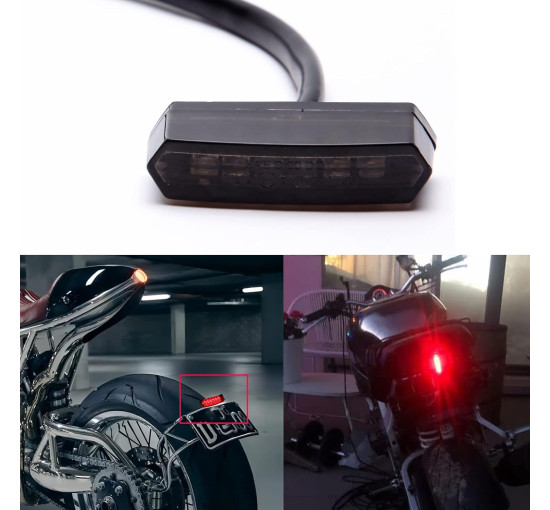 Універсальний мотоциклетний задній ліхтар DREAMIZER ‎FBA-EUYDEUJME071, 12 V 6 LED, чорний (4053)