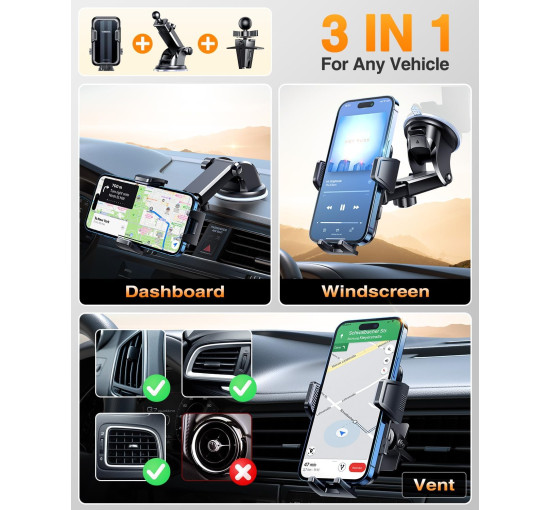 VANMASS Патентоване безпечне кріплення для мобільного телефону, чорне (5077)